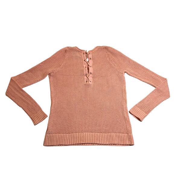 Hurley Open Knit Beach Sweater w/ Lace Up Back Size Large Colorful Casual - Picture 2 of 8